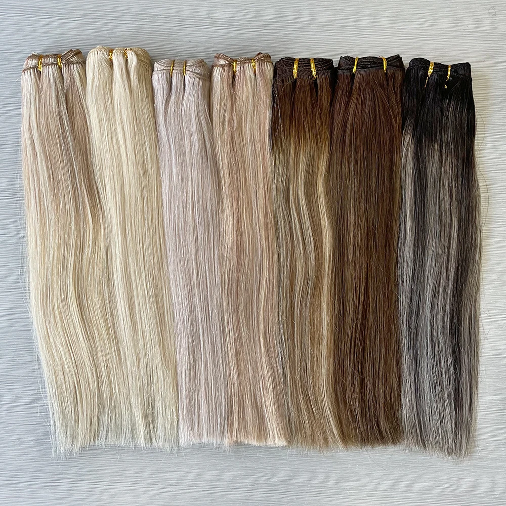 Moresoo costurar em pacotes de cabelo humano loira natural em linha reta remy cabelo brasileiro trama tecelagem 100g extensões do cabelo humano real cabelo loiro pelo natural humano pelo natural aplique cabelo humano c