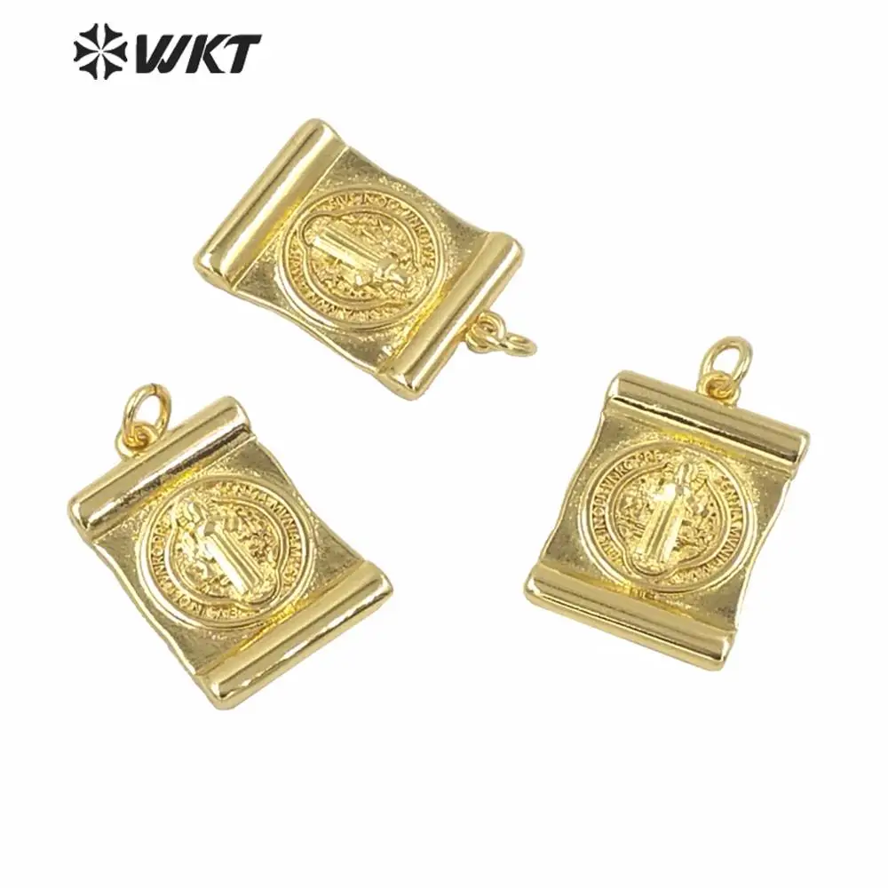 

WT-MP147 Rectangle brass metal pendant with full gold electroplated mother of god pendant charming new design pendant