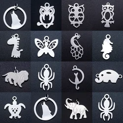 5pcs/lot night owl diy stainless steel connector charm wholesale wolf elephant animal jewelry bracelet making connectors