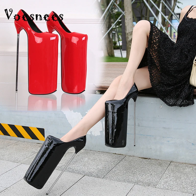 Voesnees Shoes Women Waterproof Platforms High Heels30cm Spring and Autumn 2020 New Solid Color Round Toe Thin Heels Women Pumps