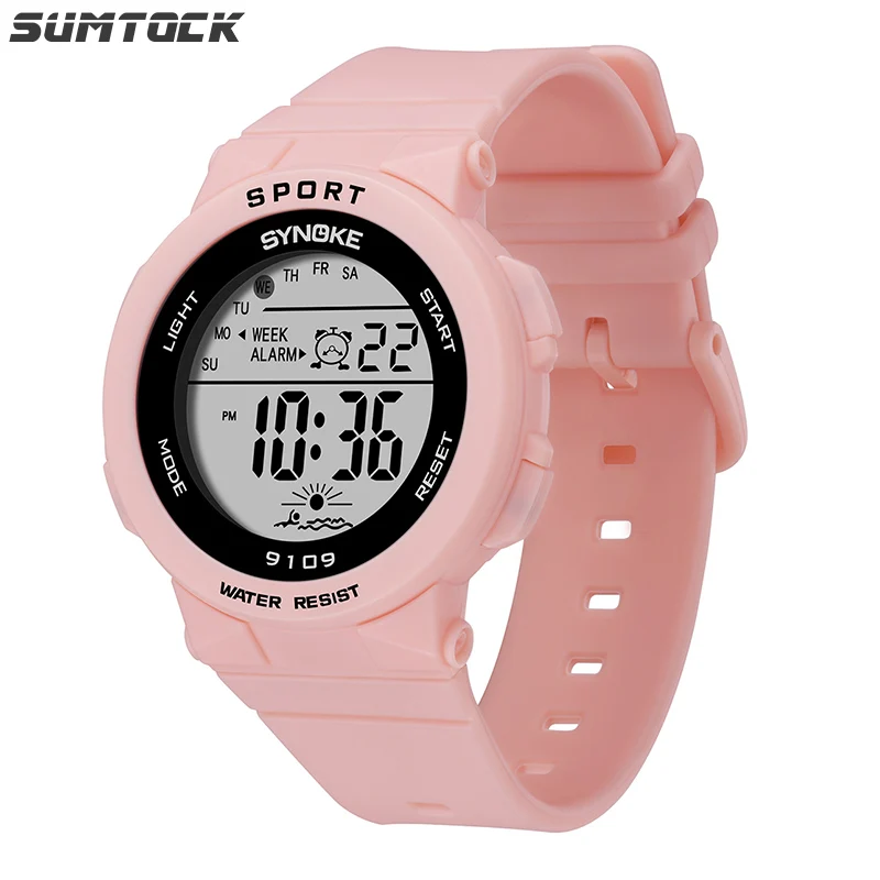 SYNOKE-Montre numérique LED étanche pour femme, bracelet en silicone, montres de sport pour femme, mode, 50m