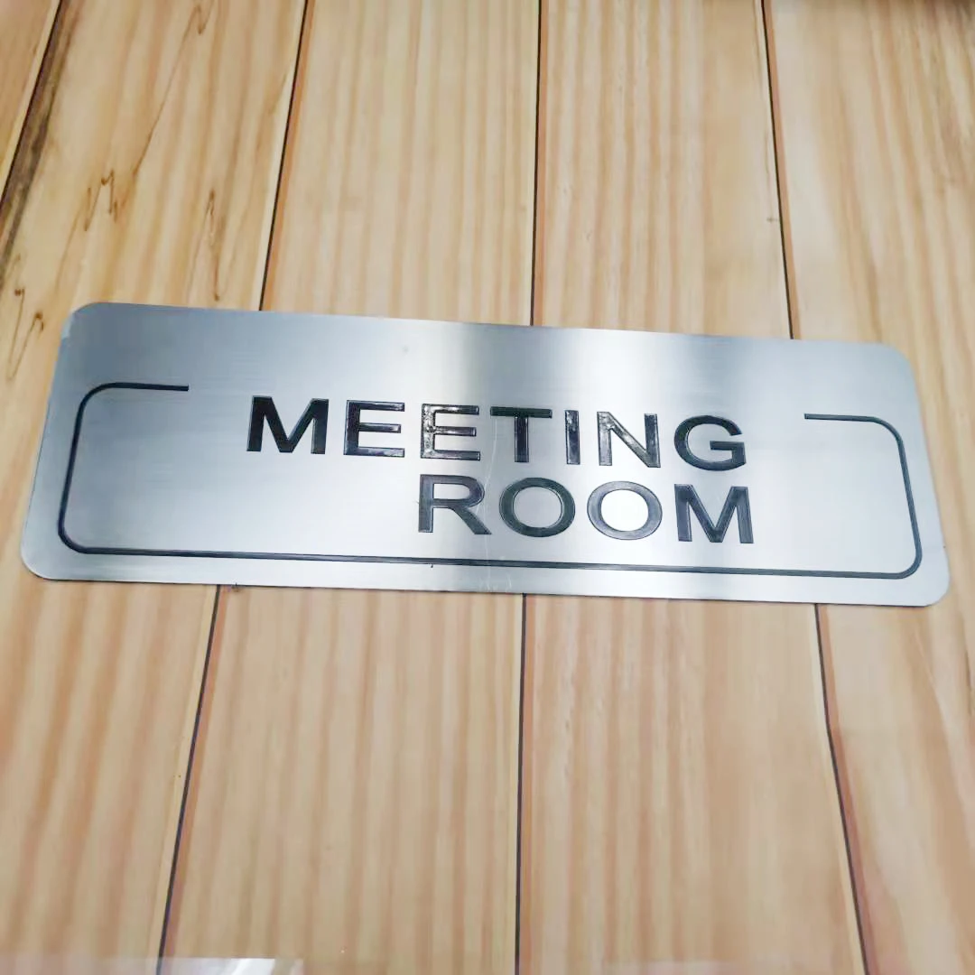 

12" Brushed 304 Stainless Steel Engraved Company Building Door MEETING ROOM Sign Decals Floor Marks