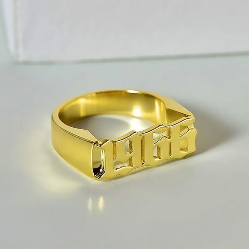 Custom Name Ring Gold Hip Hop Ring Personalized Stainless Steel  Ring  Letter Number  Unisex Accessories  Jewelry Gift