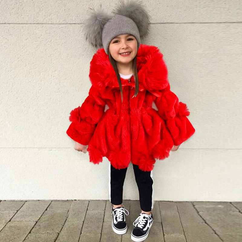 Baby imitation fur plush coat new winter solid color zipper girl fur coat coat 2-6-year-old baby jacket cotton padded jacket