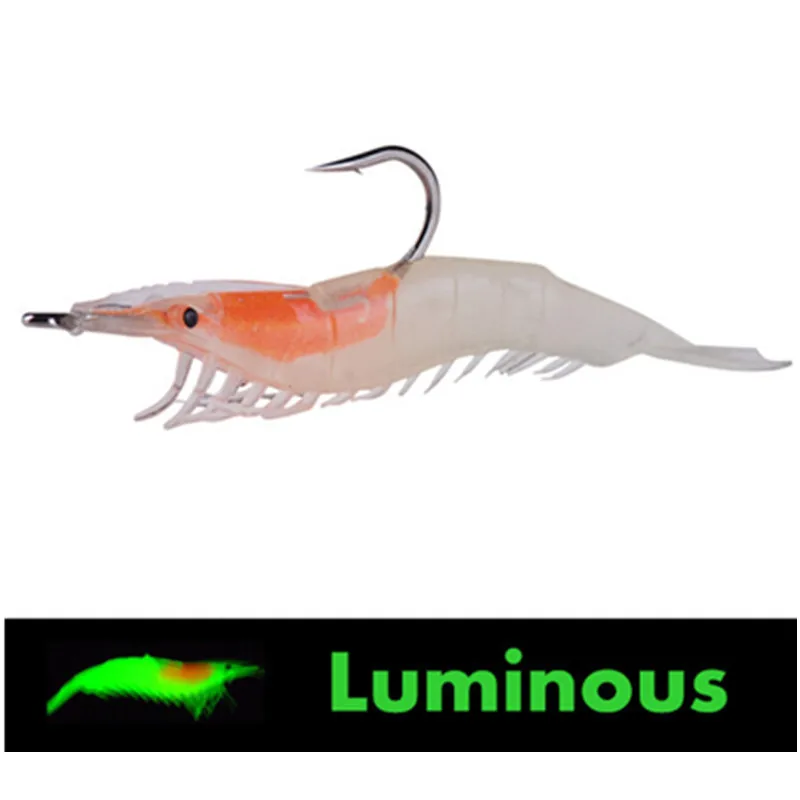 BASSKING Luminous Shirimp Soft Bait 3pcs 6cm/3.5g 9cm/10g Silicone Fishing Lure Single Hook Isca Artificial Para Pesca Swimbait