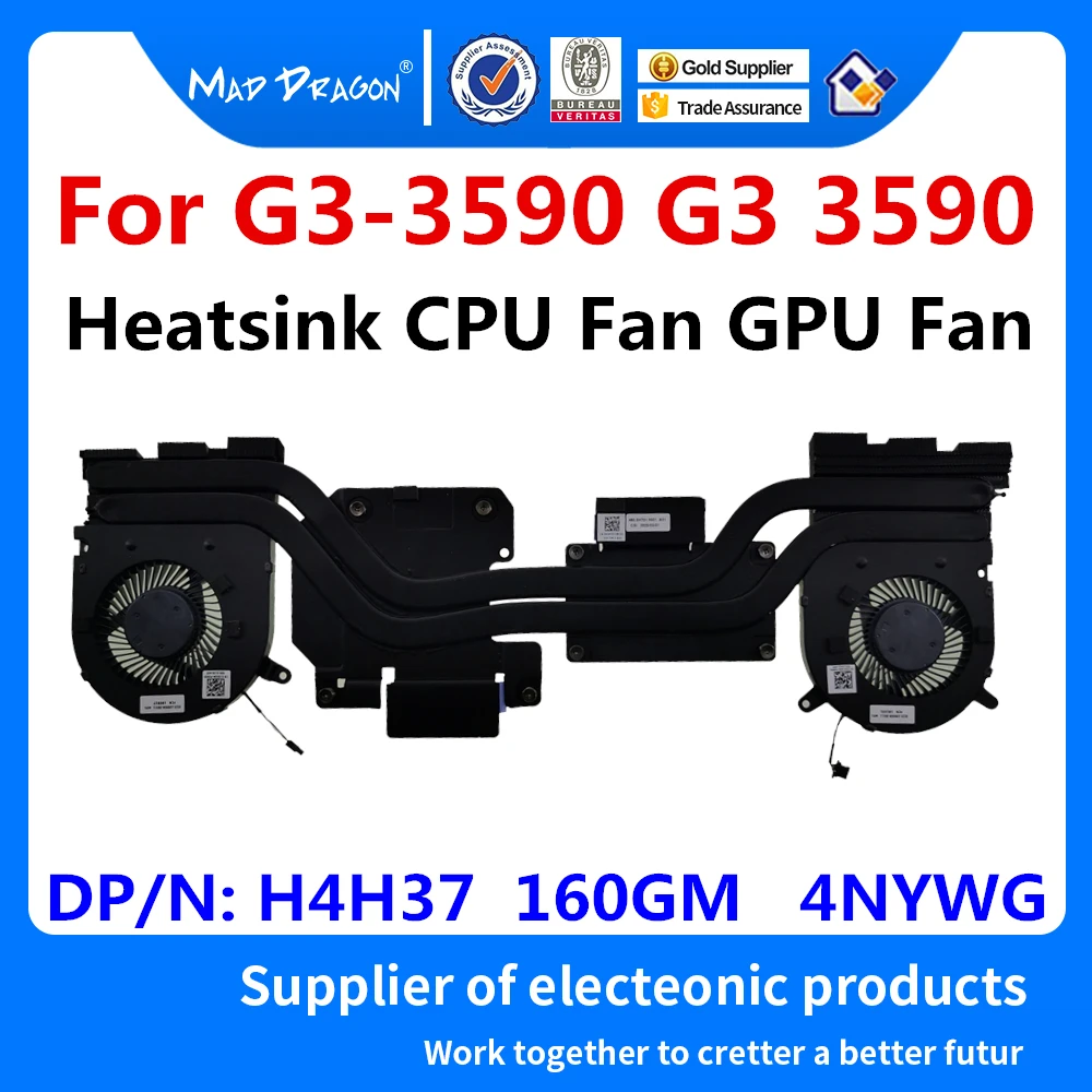 

New original laptop CPU Fan GPU Fan Heatsink Fan Assembly For Dell G3-3590 G3 3590 0H4H37 H4H37 0160GM 160GM 04NYWG 4NYWG