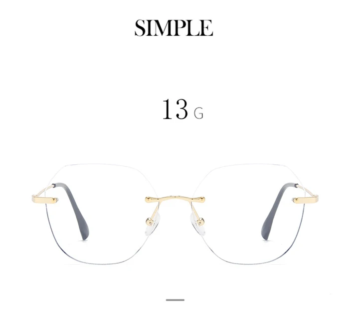 Ultraleichte rahmenlose Polygon-Blaulicht-blockierende Myopie-Brille, fertige Damen-Brille mit übergroßen Dioptrien, 0–0,5–1,0 bis –4,0 – Detail 2