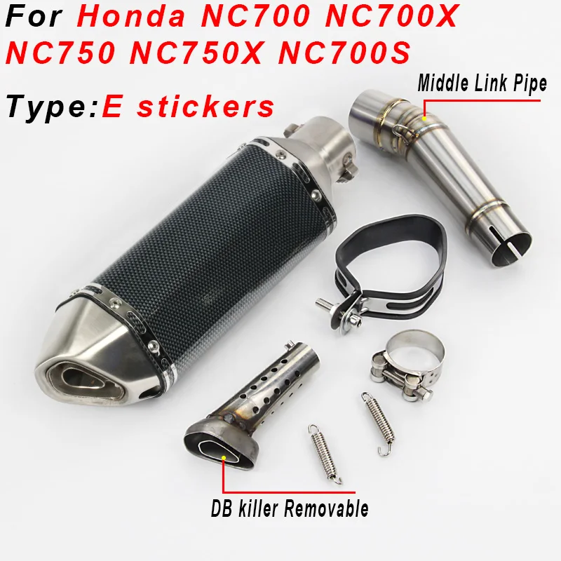 Slip on For Honda NC700 NC700X NC750 NC750X NC750S Motorcycle Exhaust Muffler Modified DB Killer Escape Moto Middle Link Pipe