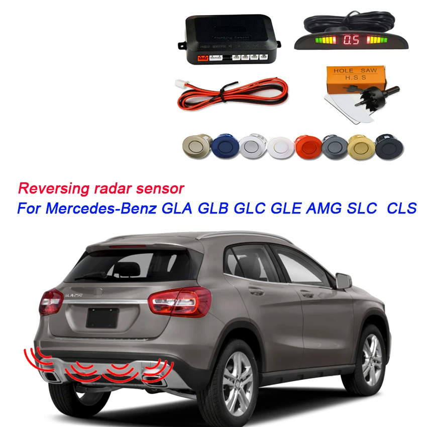 Reversing radar car collision avoidance 4 probe is suitable For Mercedes-Benz GLA GLB GLC GLE AMG SLC CLS Model