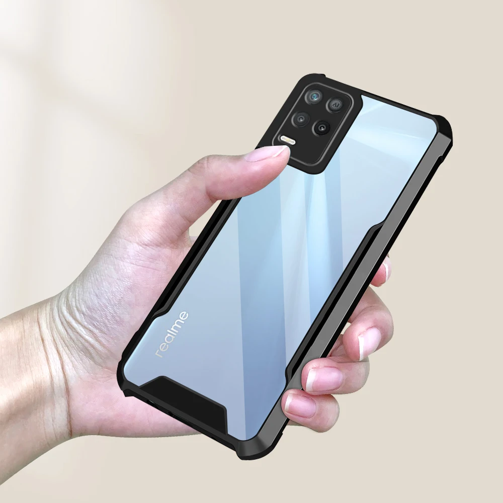 Shockproof Acrylic Case For Realme 8 Transparent Hard Cover For Realme 8 5G 8i Realmy 8 7 6 Pro Camera Protector Shell Coque