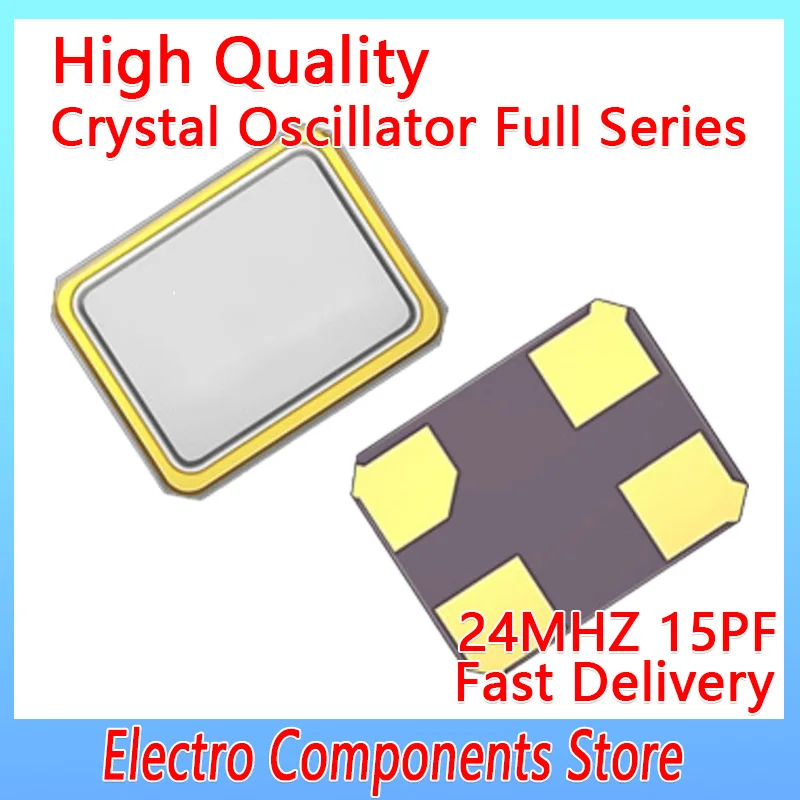 10PCS/LOT 24MHZ 24M 24.000mhz SMD Quartz Resonator Crystal 4Pin 3225 Passive Crystal Oscillator 3.2X2.5mm 15PF ±10PPM