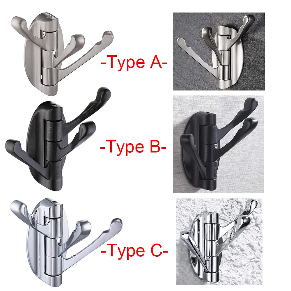 3 5pcs Solid Metal Swivel Hook Heavy Duty Folding Swing Arm Triple Coat Hook with Multi Three Foldable Arms Towel/Clothes Hanger