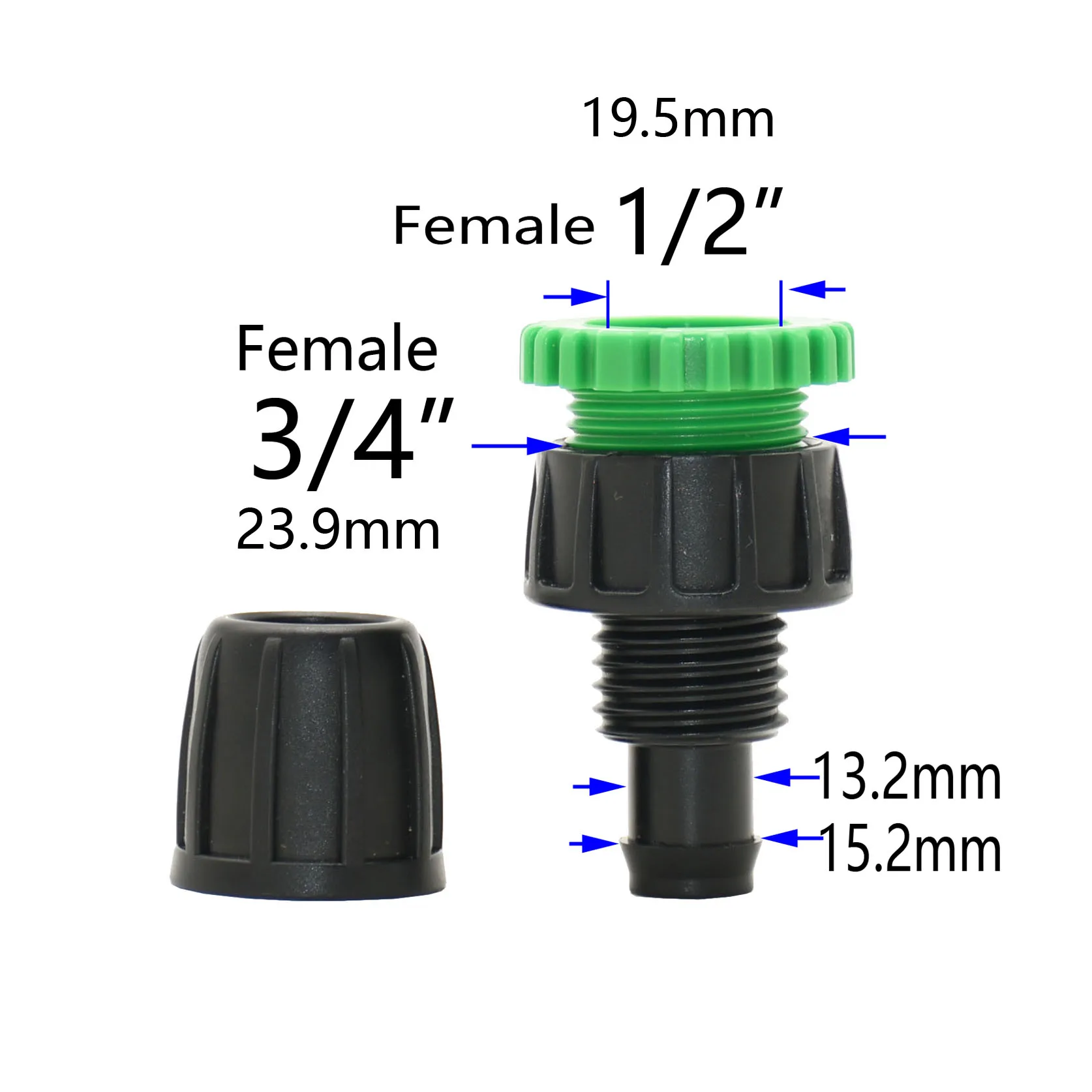 1/2 3/4 Female Thread To 1/4 1/2 Garden Hose Barb Connector 4/7 16MM  Hose Fitting Drip Irrigation Coupler With Lock Nut