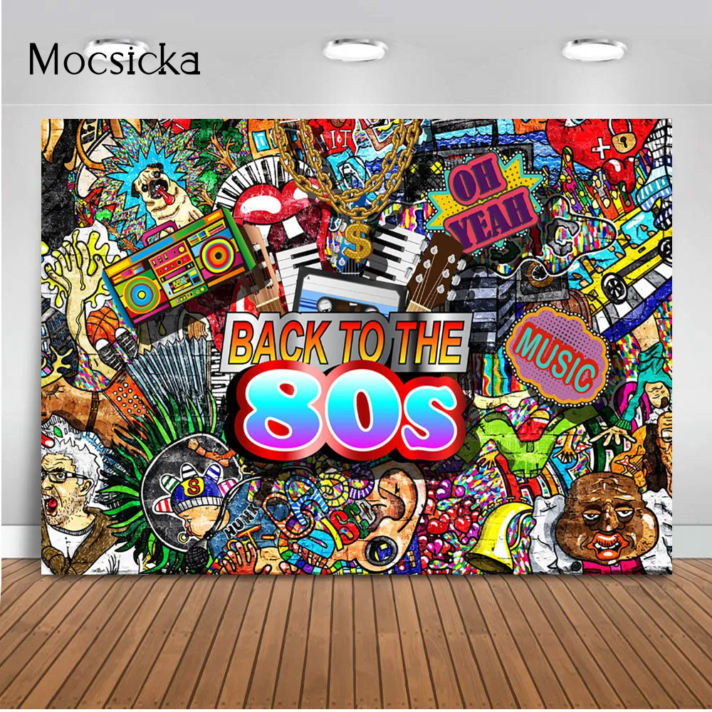 

Back to the 90s Background Graffiti Wall Photo Backdrop Hip Hop Birthday Portrait Photo Background Photocall Wall Props