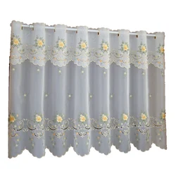 Gold Embroidered Korean Pastoral Fashion Short Valance Coffee Curtain for Kitchen Cabinet Door