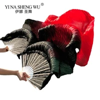 Alta calidad 100% seda Real/linación de seda abanicos de danza del vientre actuación de baile hecho a mano 1 par de colores degradados de mano izquierda + derecha