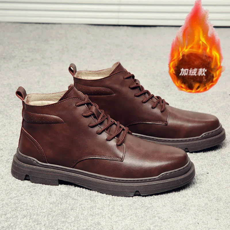 Zimowe buty z prawdziwej skóry męskie buty wiosenne botki buty męskie Punk Casual mieszkania jeździeckie Equestr Botas Hombre Plus rozmiar
