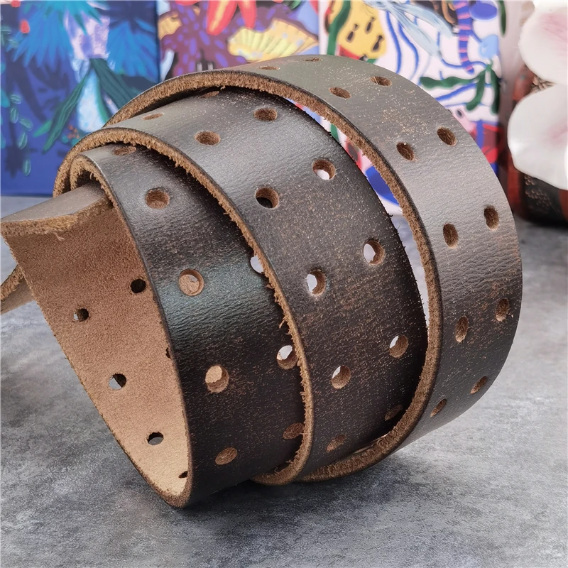 38MM Double Pin Tongue Leather Belt Without Buckle Ceinture Men\'s belt without buckle Leather Belt For Men Waist Belt SP68