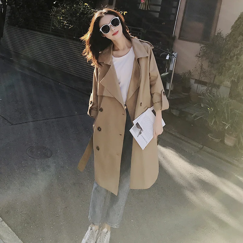 Windbreaker Women's Mid-length Korean Version Spring Autumn 2021 New High-end Temperament Popular Atmospheric Coat Jacket Women