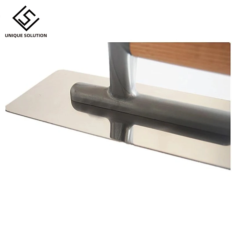 2PC Stainless Steel Wooden Handle Mortar Board Home Craftsman Trowel Construction Holder Plastering Tool