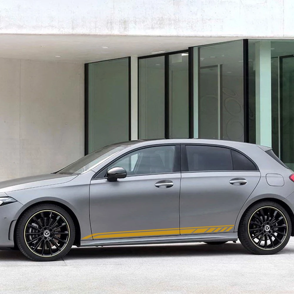 자동차 사이드 스트라이프 PVC 스티커 메르세데스 벤츠 W205 W204 W203 W212 C 클래스 C180 C200 C300 C63 비닐 스타일링 튜닝 액세서리