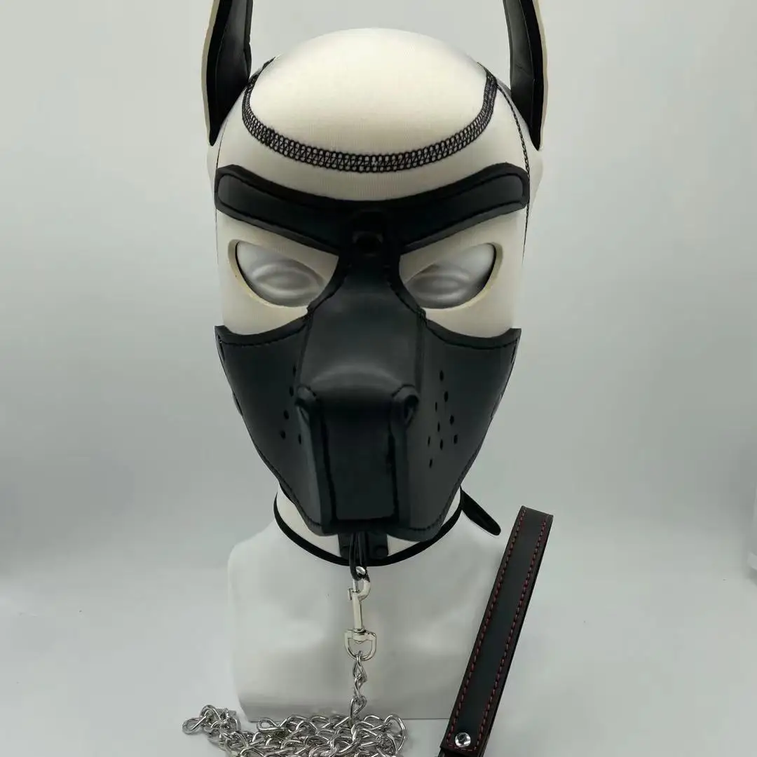 Erotic Cosplay Dog Spot Nose Mask Hood Kit for Men Women Bdsm Bondage Slave Fetish Adult Sex Games Puppy Play Traction Flirt