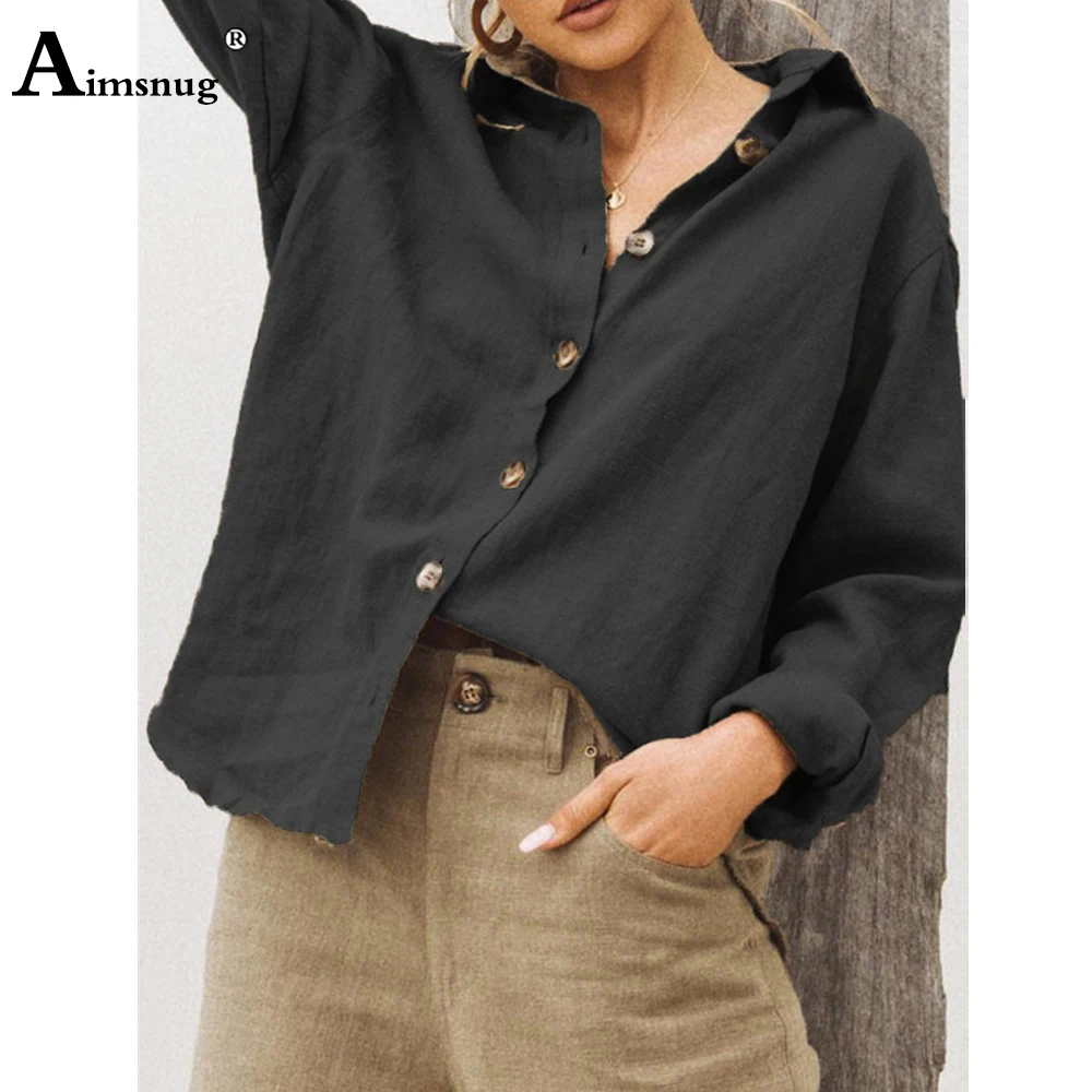 Women Casual Shirt White Gray Long Sleeve Blouse Cotton Linen Basic Tops Oversize Femme 2021 Spring Autumn Loose Shirt Clothing