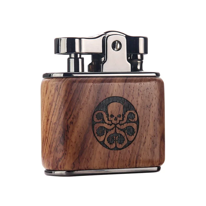 Vintage Sandalwood Kerosene Lighter Unique Cool Metal Gasoline Cigarette Encendedor Creative Petrol Oil Lighters Gadgets For Men