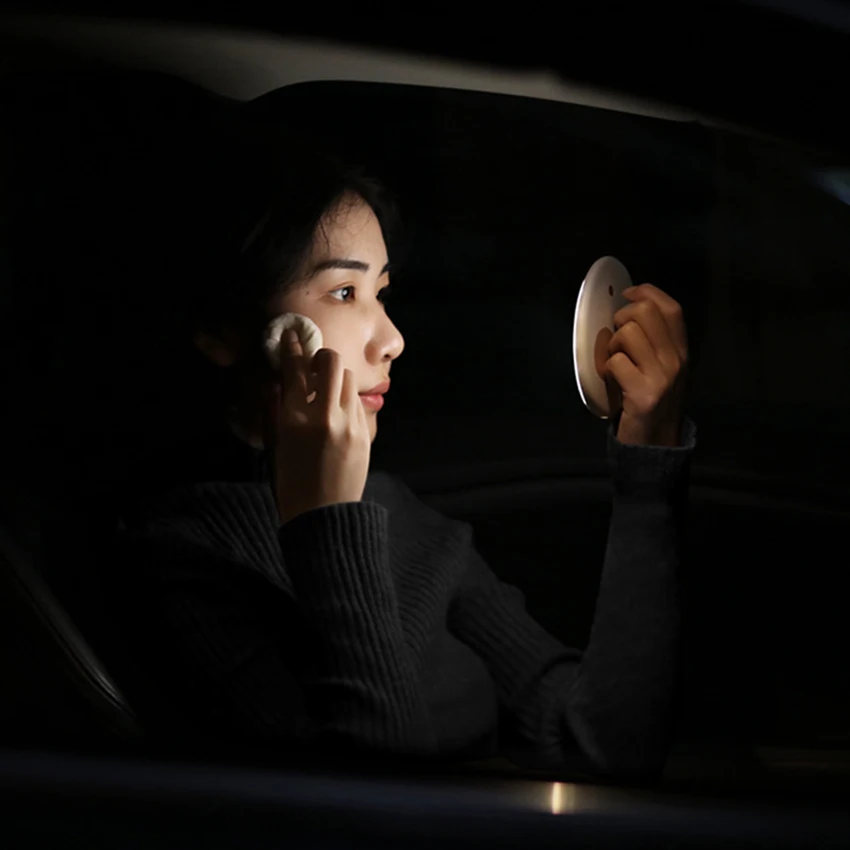 미니 메이크업 거울 LED 채우기 빛 화장품 화장 대 거울, 유형 C 충전 조절 가능한 빛 터치 컨트롤 접는 드레싱 미러