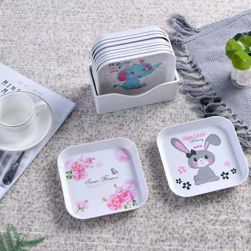 

Creative Small Bone Plate Melamine Plate Household Small Plate Cake Plate Full Set of Tableware Plate Simple Tray Tea Set