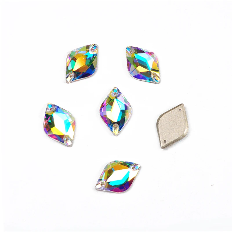 YANRUO 3211 Lemon AB Flache Rückseite zum Aufnähen Glas Strass Bastelsteine Nähkristalle für Handarbeiten – Detail 1