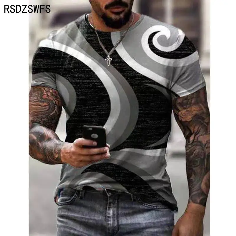 Fashion T Short Men Streetwear O-Neck Short Sleeve Tees Colorful Geometry Male Clothes Casual Oversized Man T-Shirt Summer News