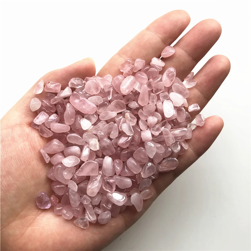 50g 5-7mm Natural Pink Crystal Gravel Rose Quartz Crystal Gravel Stone Rock Chips Lucky Healing Natural Stones and Minerals