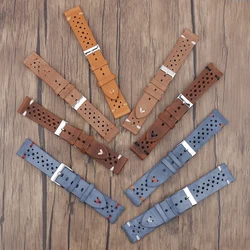 Oil Wax Leather Watch Strap 18mm 19mm 20mm 21mm 22mm 24mm Porous Breathable Handmade Stitching Watchband for Watch Accessories