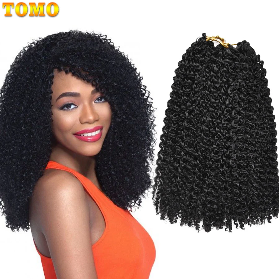 TOMO Afro Kinky Curly Hair Ombre Marlybob Crochet Braids 24Roots/Pack Synthetic Crochet Hair Weave Red Brown Braiding Hair