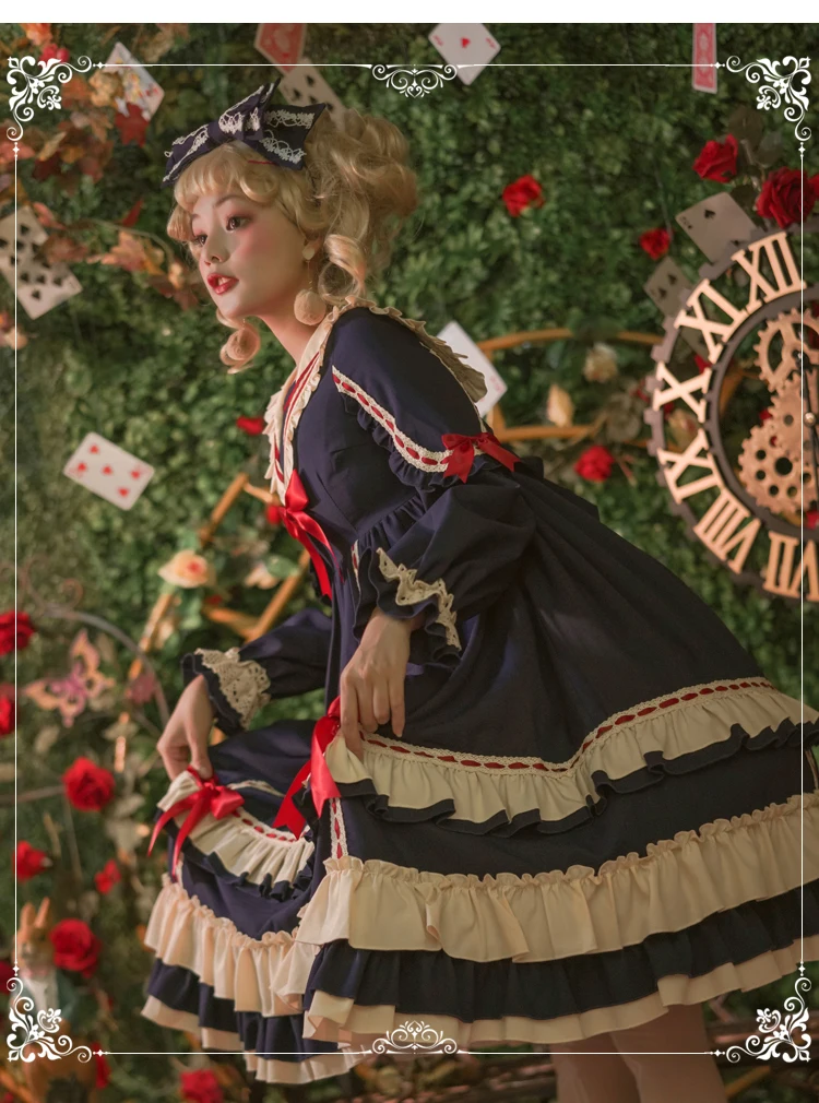 Palace prinzessin süße lolita kleid vintage sailor kragen laterne hülse hohe taille viktorianischen kleid kawaii mädchen gothic lolita op