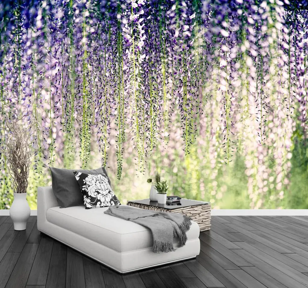 beibehang Custom Wisteria flower mural wallpapers for living room background wall home decoration 3d wallpaper decoration salon