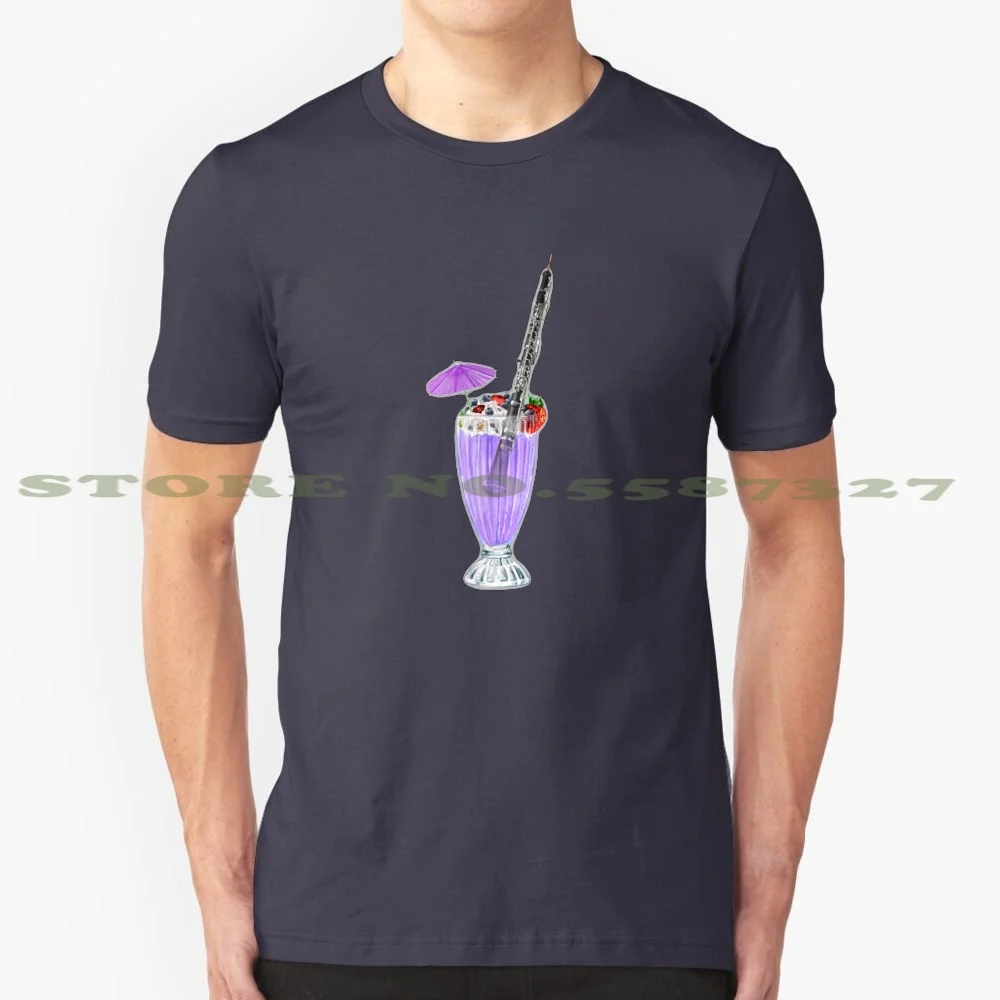 Oboe Blueberry Violet Musical Milkshake 100% Cotton T-Shirt Oboe Blueberry Violet Milkshake Milkshakes With Ice Cream Soft