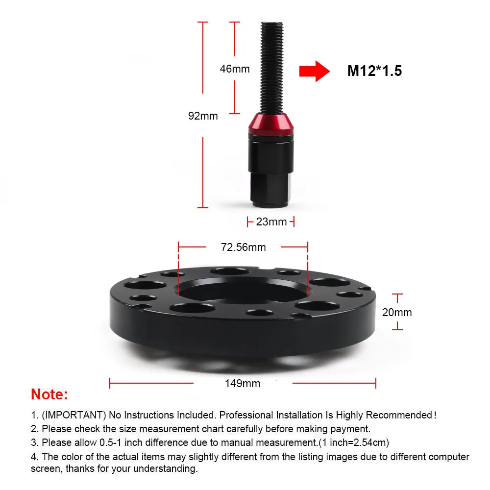 20mm 5x120mm 72.56mmHubcentric Wheel Spacers M12x1.5 Tapered Bolts For BMW E36 E46 323 325 328 335i 545i