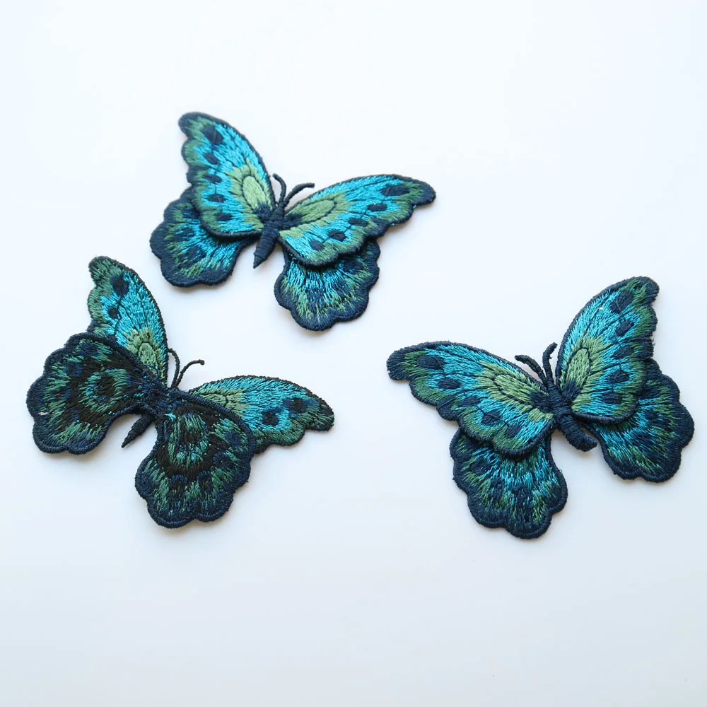 3pc/lot butterfly embroidery patches for clothing DIY animal embroidered parches appliques for jackets decoration parch ropa