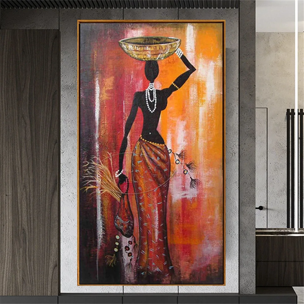 Retro Home Decor Wall Art Picture 100% Hand-Painted Oil Painting Abstract Character Bohemian Girl Canvas Poster For Living Room