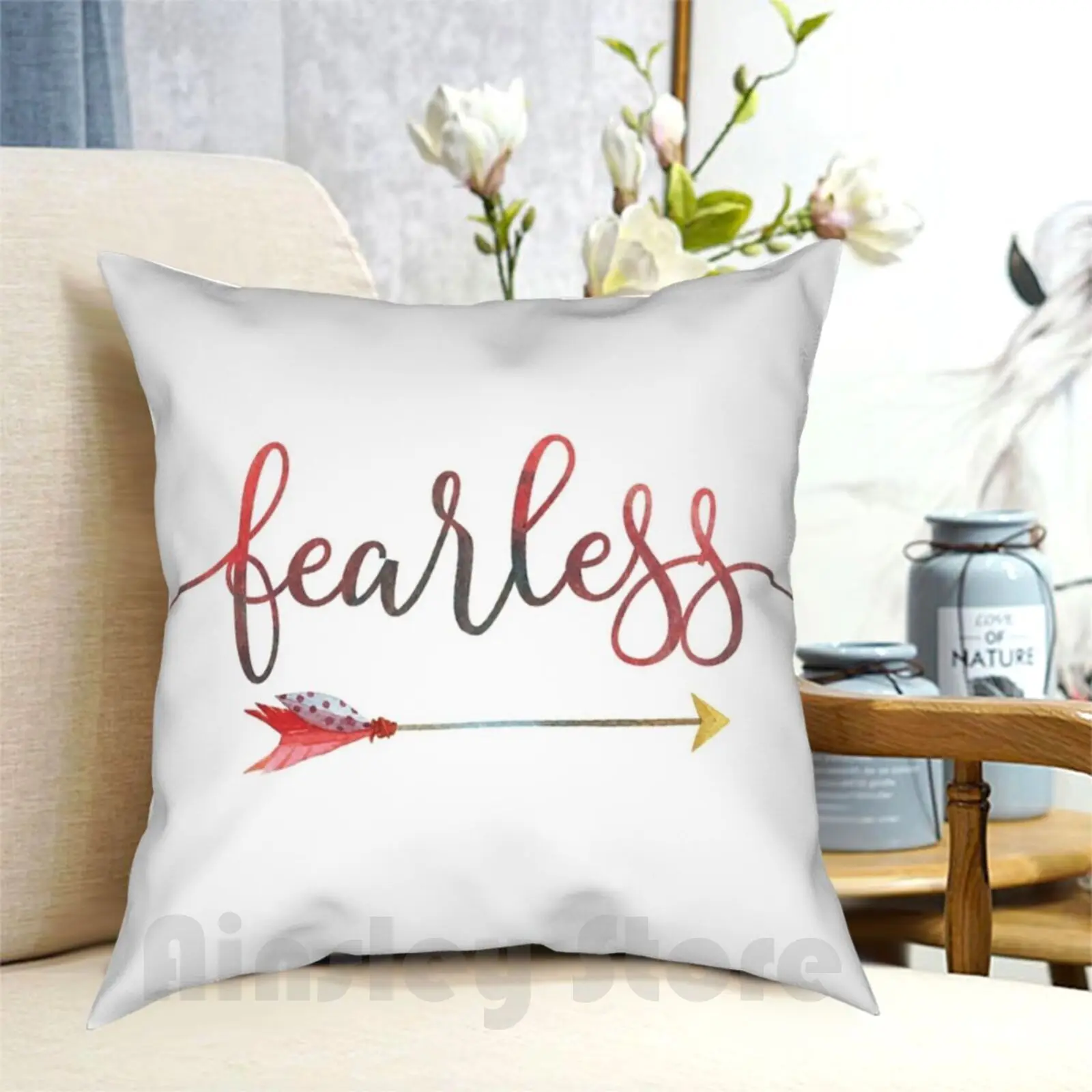 

Fearless-Cool Girly Inspirational Quote-Bohemian Style Pillow Case Printed Home Soft Throw Pillow Fearless Text Quote