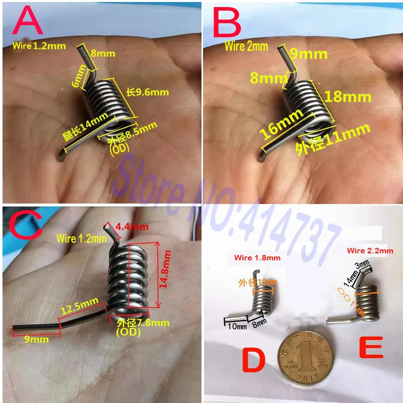 10pcs Spring steel torsion springs tensioning torsion spring 17 different sizes of torsion springs