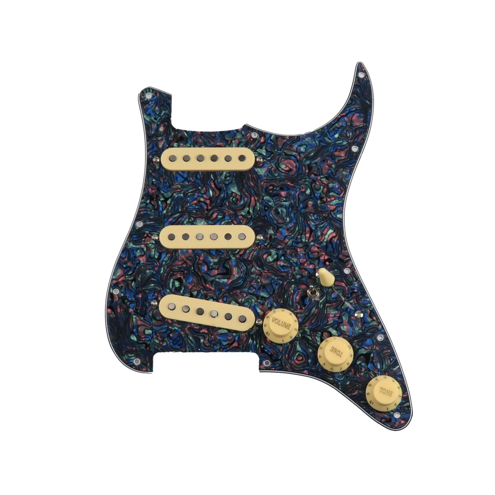 

Loaded Pickguard Pickups Guitar Alnico 5 Pickups SSS Single Coils Pickups /Yellow Pickup Covers Set