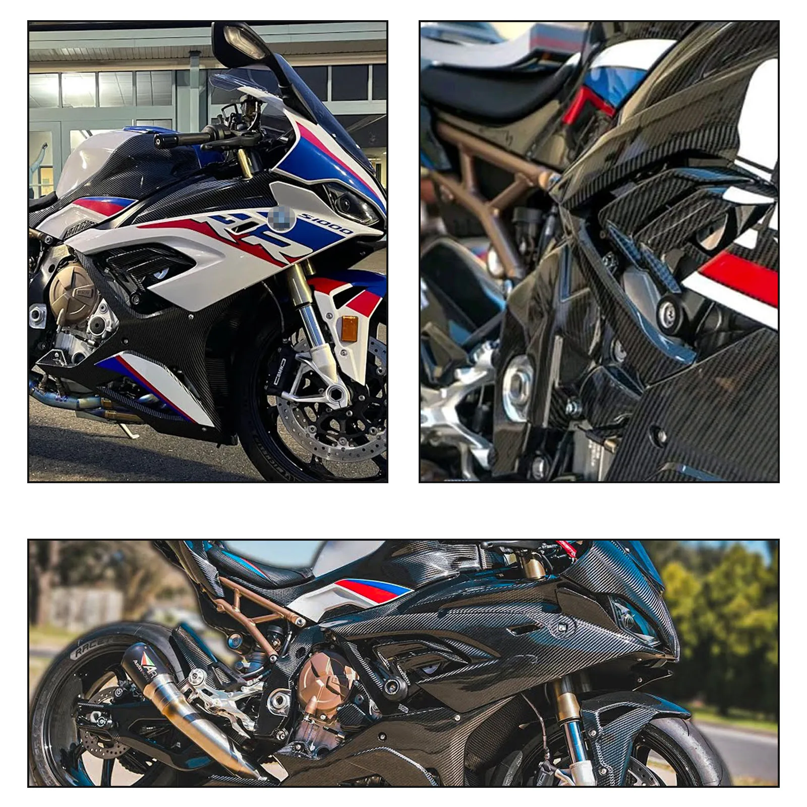 Suitable for motorcycle BMW S1000RR s1000rr s 1000 rr 2019-2021 100% carbon fiber mid-side panel Twill appearance side fairing