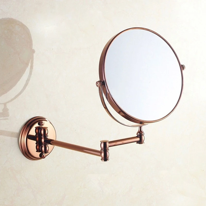 Luxury Rose Gold Extendable 8 inch 3X Magnifying Bathroom Mirror 360 Degree Double Sided Wall Mounted Makeup Mirror