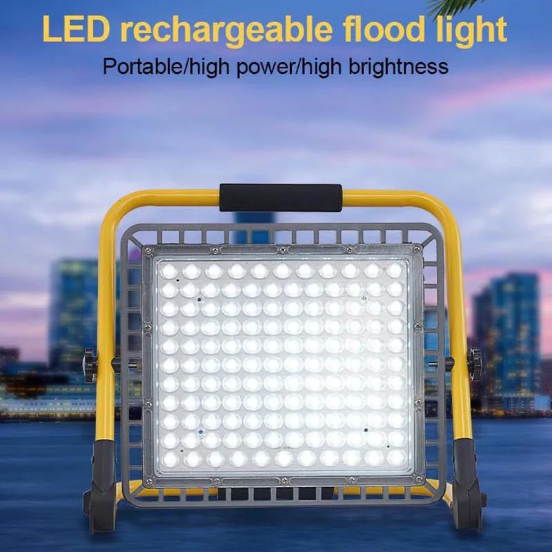 100W Rechargeable Portable Floodlight Spotlight Super Bright Led Flood Light Outdoor Waterproof LED Street Lamp Landscape Lights