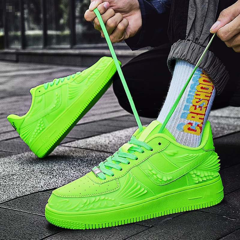 Zapatillas de deporte gruesas para hombre, zapatos informales con plataforma, color naranja, a la moda, de diseñador, para monopatín