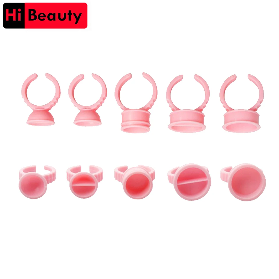 100pcs/lot Disposable Plastic Pink Tattoo Pigment Ink Ring Cup Container Holder For Permanent Makeup Tattoo Accessories