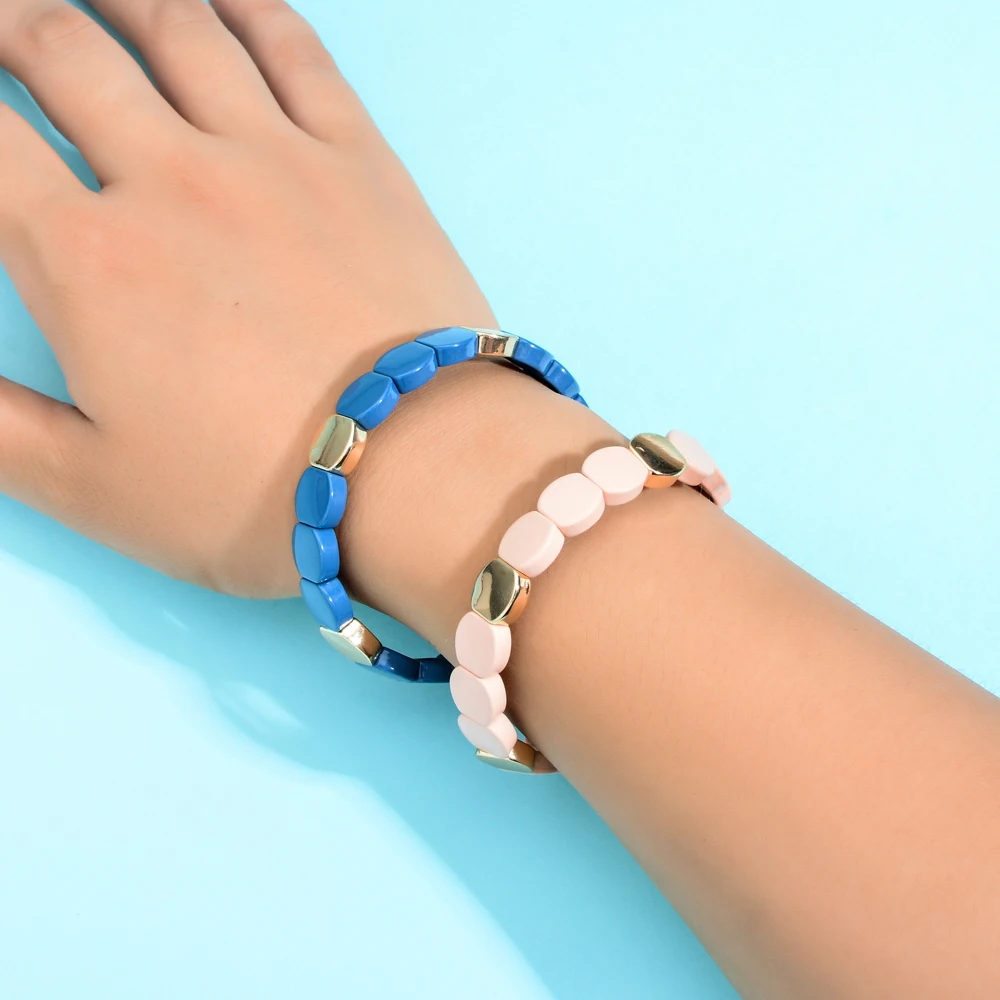 ZMZY Bohemian Geometric Women\'s Beaded Enamel Stretch Bracelet Femme Boho Pulseira Bransoletki Damskie Bracelet Jewelry Gift